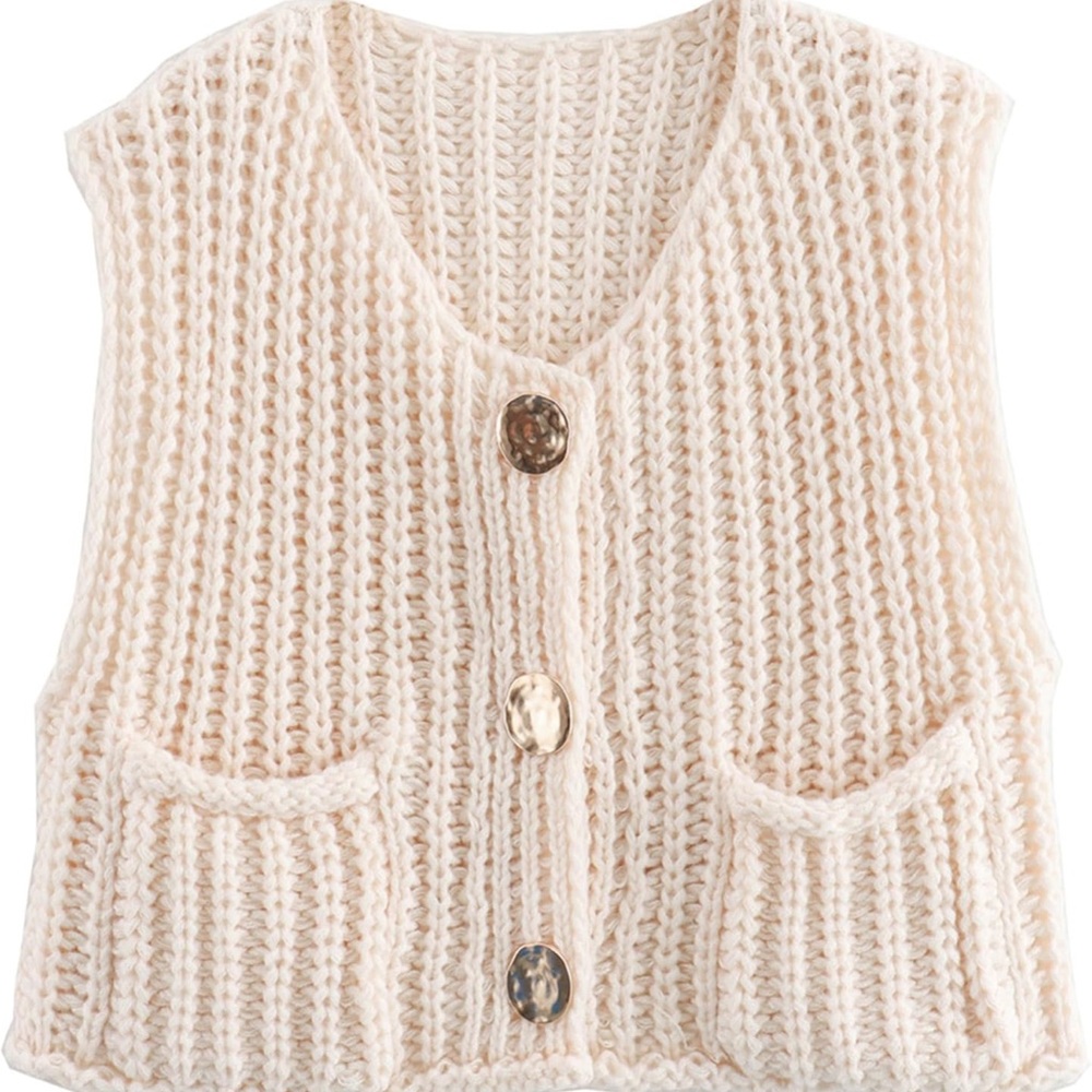 Cream Chunky Knit Cardigan Sweater